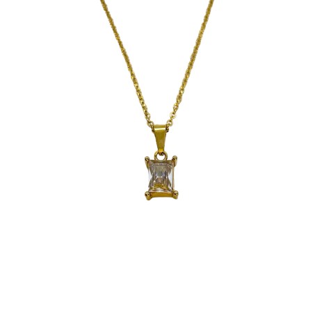 necklace steel gold chaon with white zirgon1